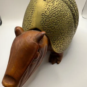 Carved Wood & Brass Armadillo Sculpture